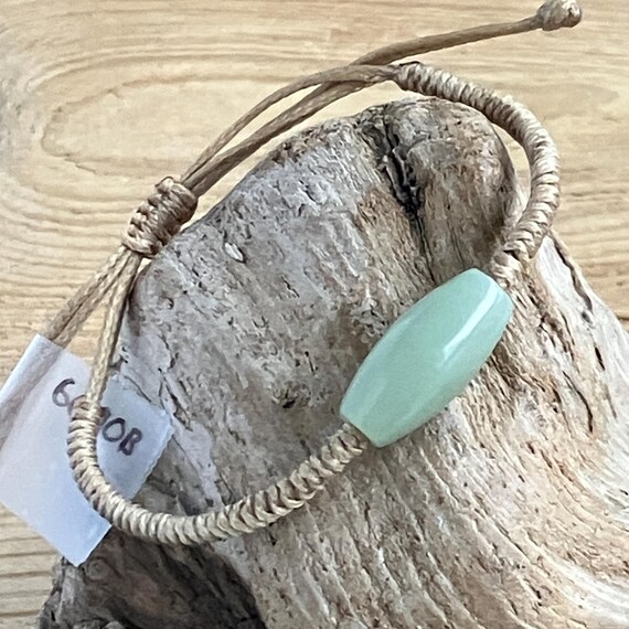 Siberian Nephrite Jade Bead Macramé Adjustable Bracelet (SIB6090B