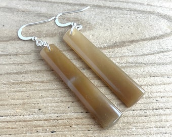 Siberian Honey Jade 925 Stirling Silver Drop Earrings 50mm (SIB4033E)