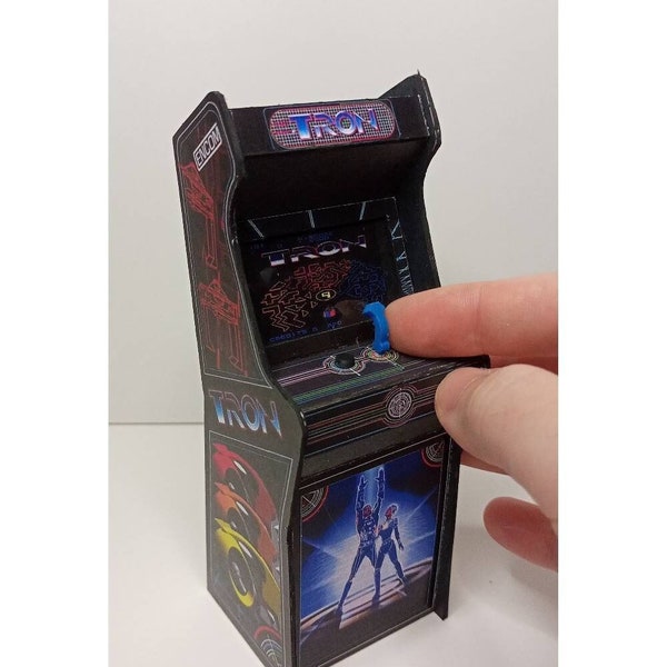 Tron 1/12 schaal Arcade kast, miniatuur poppenhuis jaren '80 jaren '90 Mini Arcade, arcade1up voor actiefiguren, Retro Game