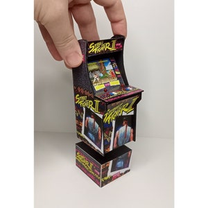 Street Fighter 1/12 Scale Arcade Cabinet, Miniature Dollhouse 80s 90s Mini Arcade, arcade1up for Action Figures, Retro Game