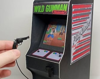 Wild Gunman 1\6 Scale Arcade Cabinet, Miniature Dollhouse 80s 90s Mini Arcade, arcade1up for Action Figures, Retro Game