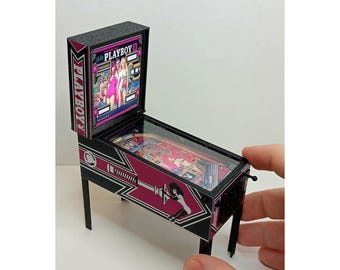 PLAYBOY 1/12 Scale Pinball Machine, Miniature Dollhouse, 80s 90s Retro Game, Mini Pinball for Action Figures, arcade1up, Replica