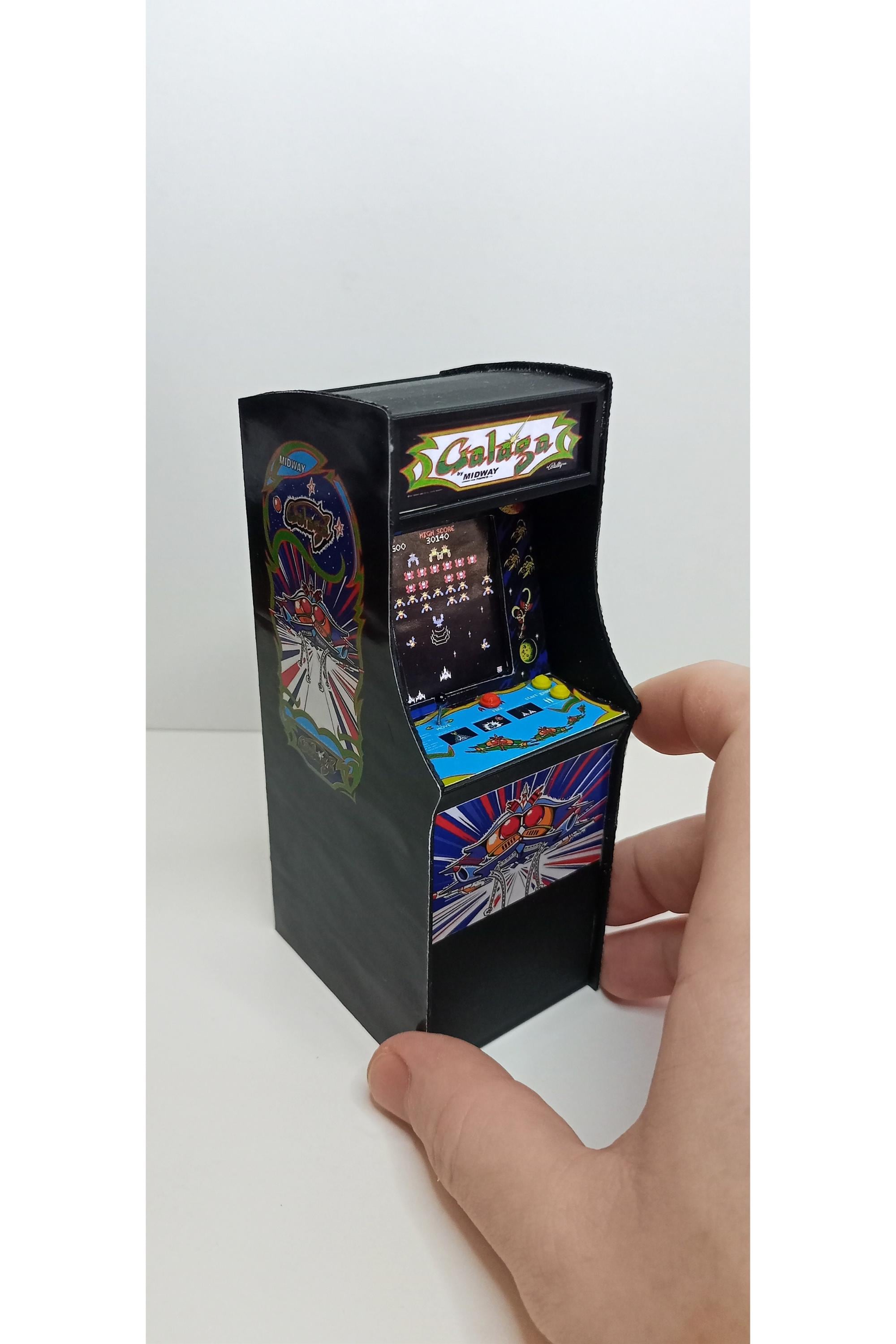 GALAGA 1/12 Scale Mini Arcade Cabinet Machine Gifts - With Light