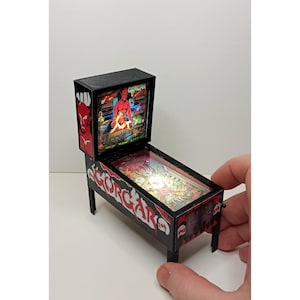 GORGAR 1/12 Skala Flipper, handgemachtes Miniatur-Puppenhaus, 80er 90er Jahre Retro Spiel, Mini Flipper für Actionfiguren, arcade1up