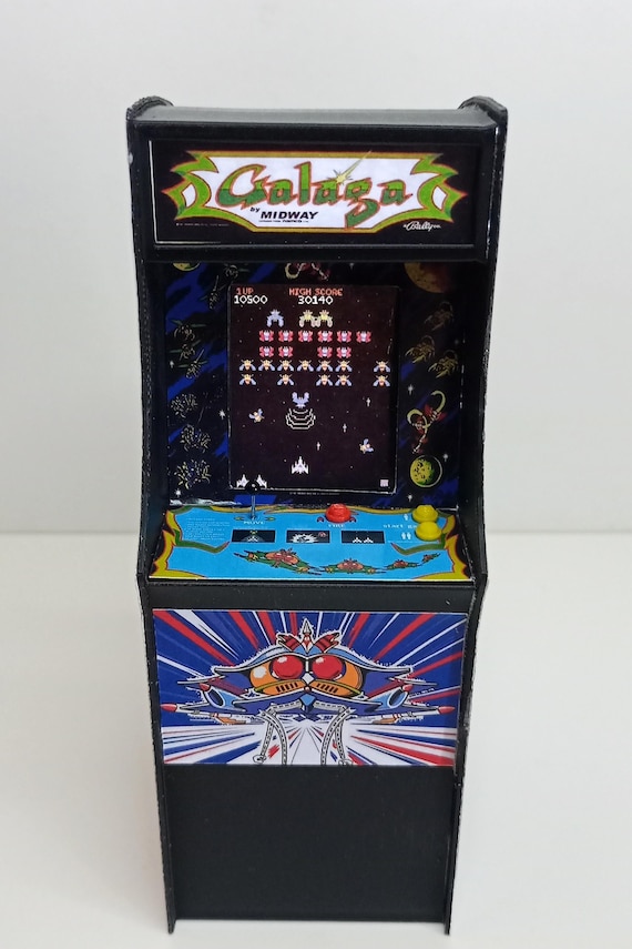 GALAGA 1/12 Scale Mini Arcade Cabinet Machine Gifts - With Light