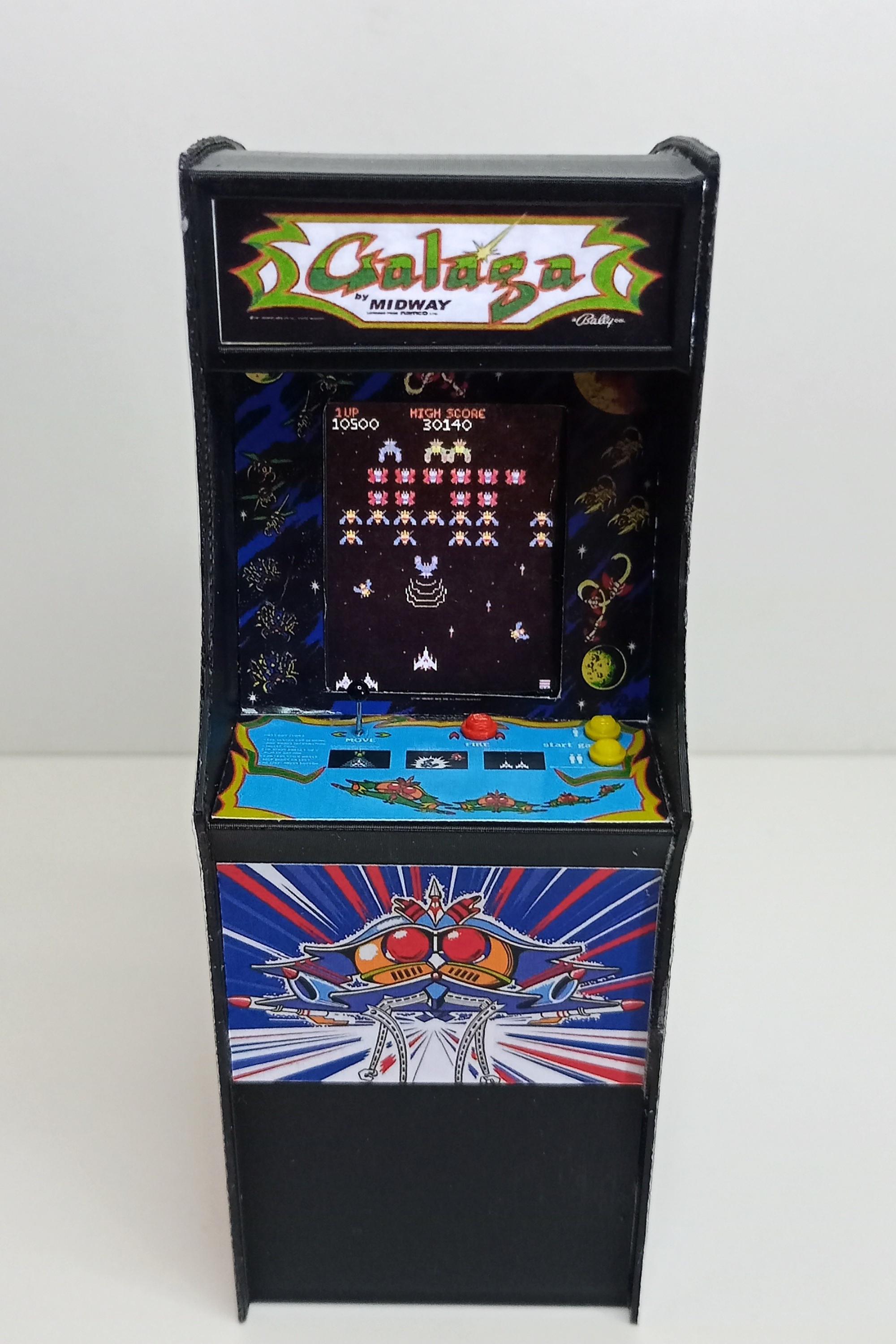 GALAGA 1/12 Scale Mini Arcade Cabinet Machine Gifts - With Light