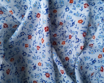 White retro fabric with small flower print