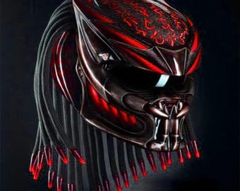 Predator Motorcycle Helmet Red Code Custom DOT & ECE Certified