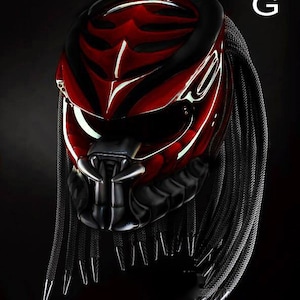 Great Custom Predator Motorcycle Red Black Shark Style Water (DOT