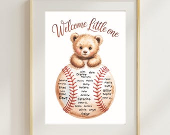 Teddy Bear Baseball Baby Shower – Baby Boy Shower Sign – Printable Baby Shower Guest Book – Baseball Theme Baby Shower Decor