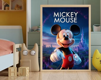 Mickey Mouse Movie Poster – Disney Castle Wall Art – Kids Room Decor – Mickey Digital Download – Printable Nursery Art