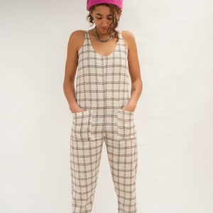 Natural Jumpsuit / Dungarees / Overalls / Oversized jumpsuit / Sustainable clothing / CHECK-Double Stripe