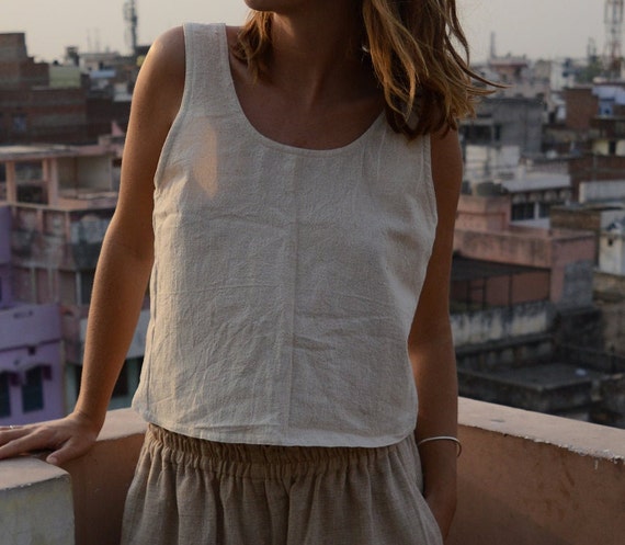 Pinafore Top / Open Back Top / Cami / Cross Back / Linen