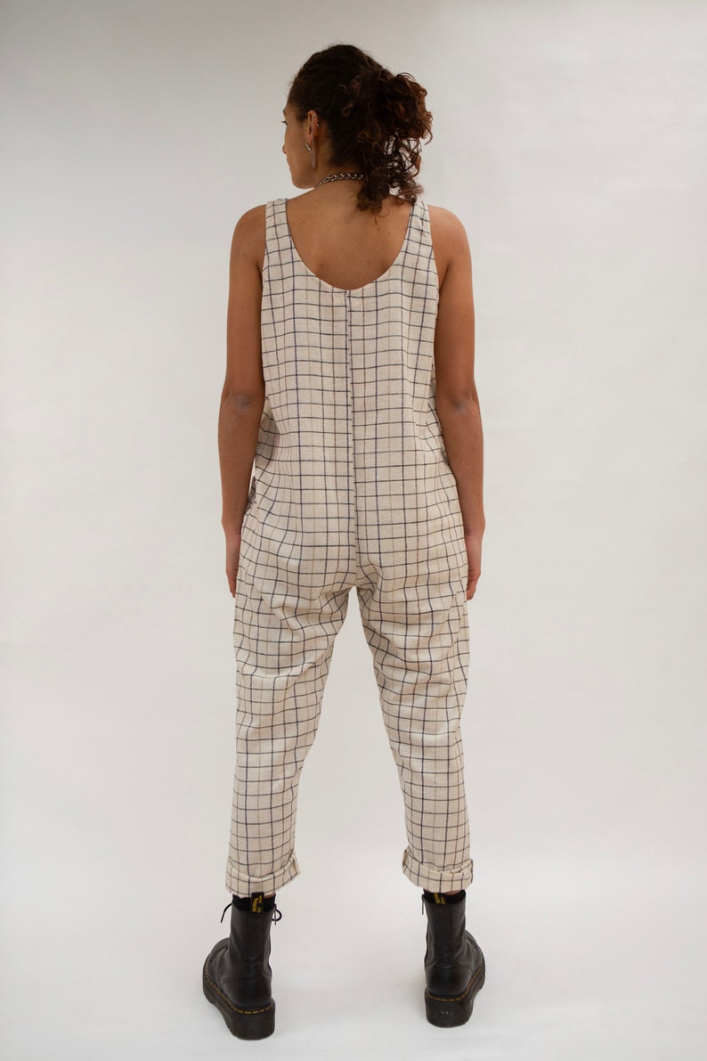 Natural Jumpsuit / Dungarees / Overalls / Oversized jumpsuit / Sustainable clothing / CHECK -Single Stripe