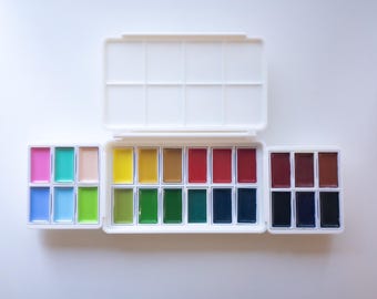 24 Kuretake Pan Palette V2 | Travel Palette | Full Pan  | Plein Air | Watercolor Paint Palette | Plant Based