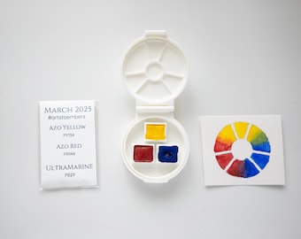 Ensemble trio de boussoles de mars 2025 | Aquarelle faite main | Demi-casseroles | Peinture | Calligraphie | Lettrage