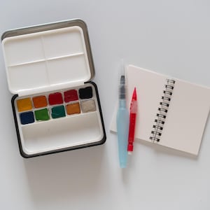 Travelers tin paint kit | Travel Palette | Half Pan  | Plein Air | Watercolor Paint Palette | Plant Based | Art Box