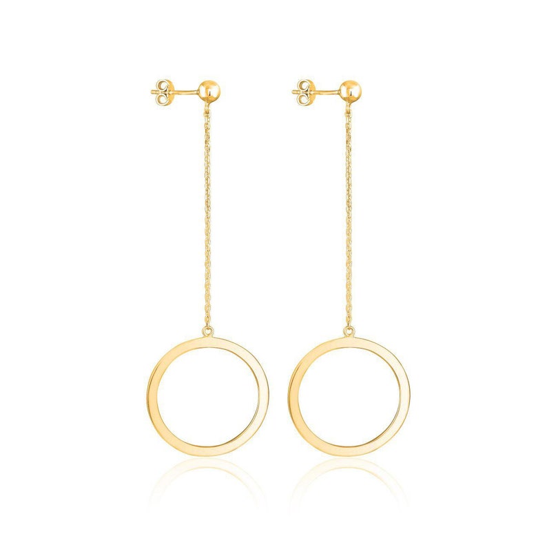 Gold Plated Open Circle Round Earrings Long Bar Drop Stud Earrings Geometric Earrings Christmas Gift For Women Gold Color Fashion Earrings