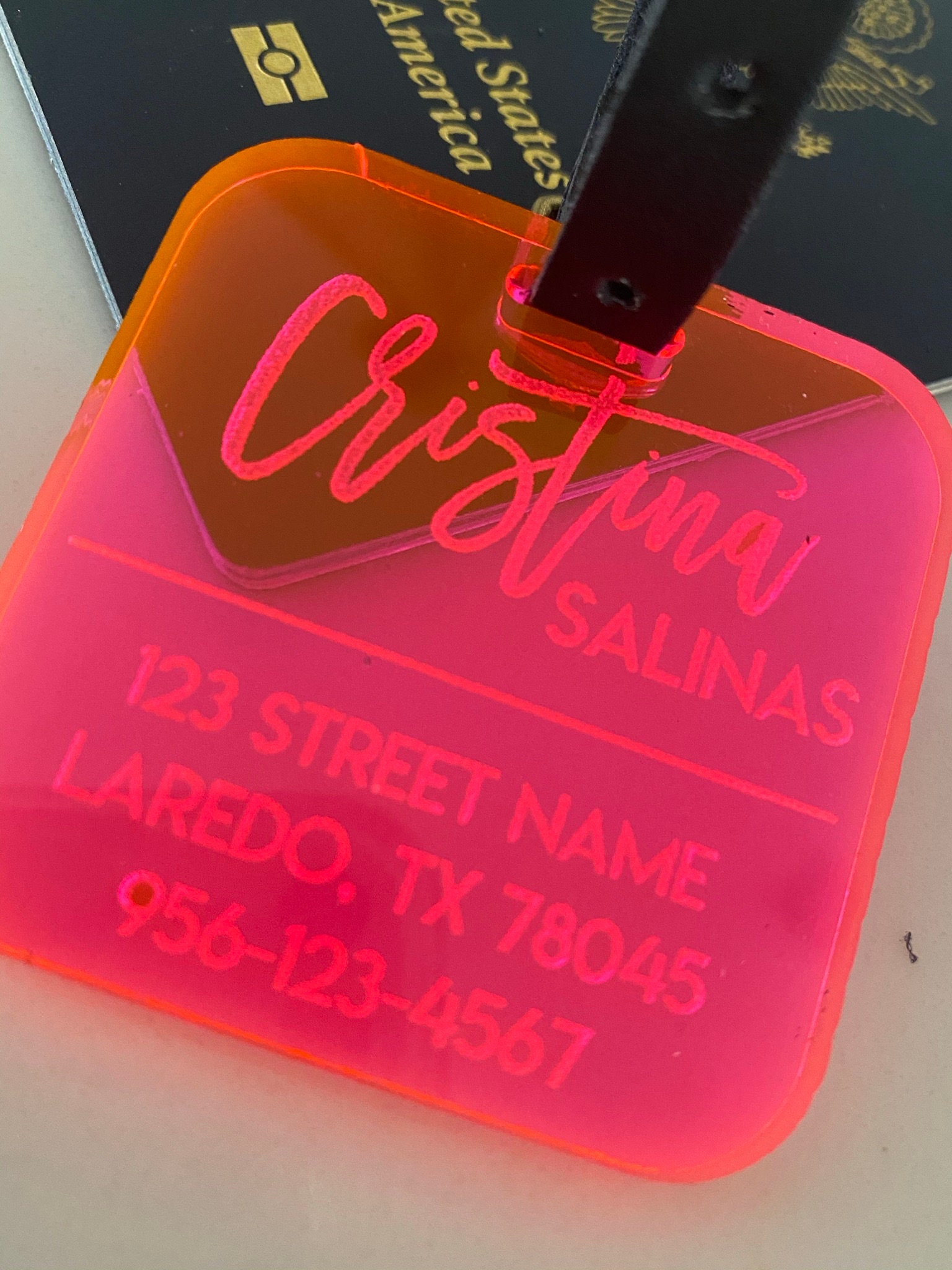 Acrylic Luggage Tag Personalized Tag Bag Tag Etsy