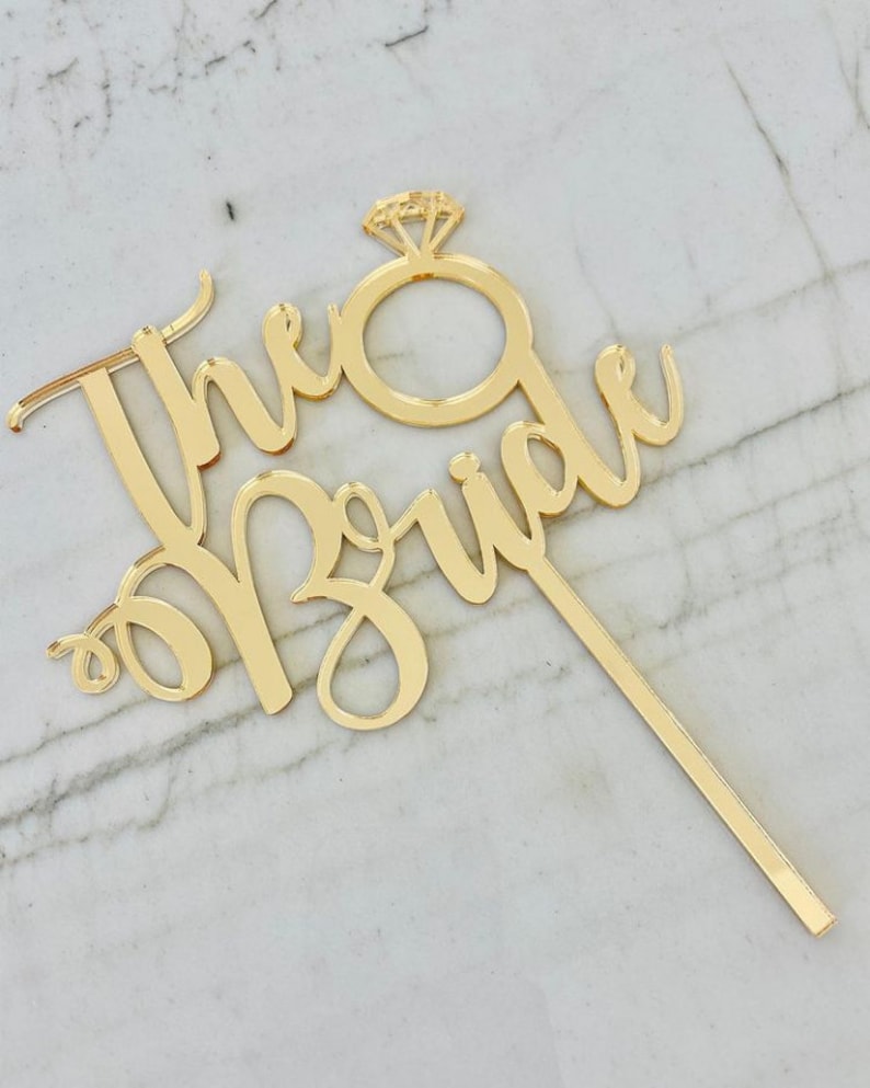 The Bride Cake topper Laser Cut Double Layer Acrylic Custom Party Decorations Bridal Shower Mirror