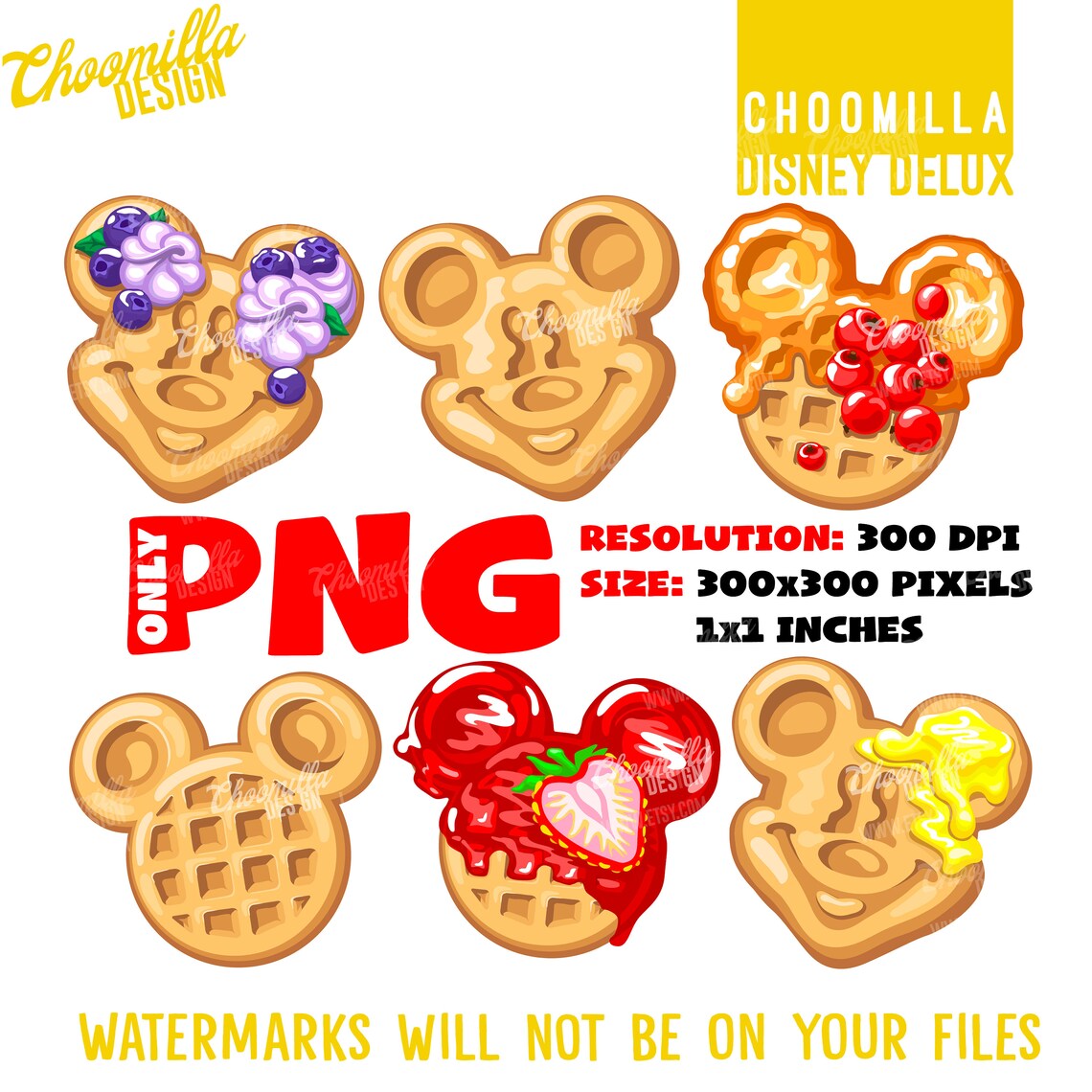 Mickey Waffles png Digital stickers PNG. Beautiful Disney Etsy