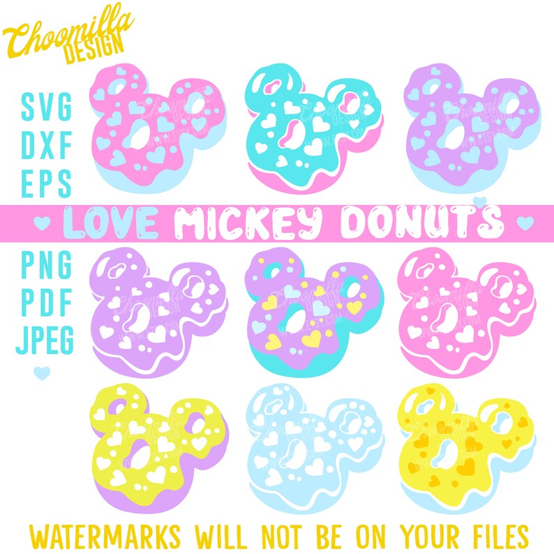 Download Mickey Spinkle donuts bundle for a Valentines Day SVG DXF ...