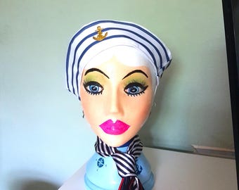 Mannequin Head for Hats/Wigs "Sally" Sailor Girl 50's Headphone Holder-Vintage Style