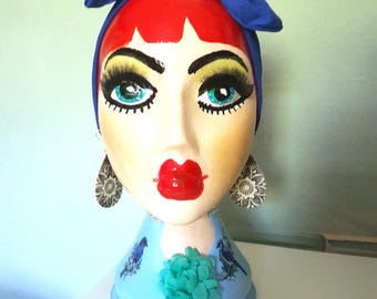 Mannequin Head for Hats/Wigs "Anna" Hat Stand, Rockabilly 40's/50's Headphone Holder-Vintage Style