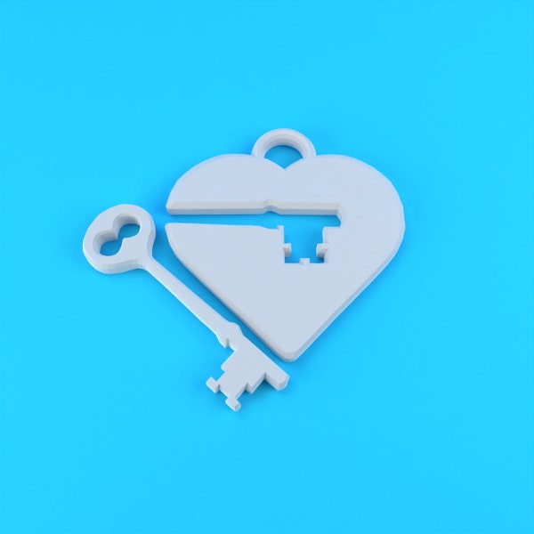 Heart and Key Necklaces - Jewelry, Stl file, 3D model, 3D printer file