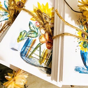 7 Watercolour Greeting Cards, Sunflower Cards, Dragonfly Card, Encouraging Cards, Floral Blank Cards, Assorted Art Cards, Watercolor Prints image 9