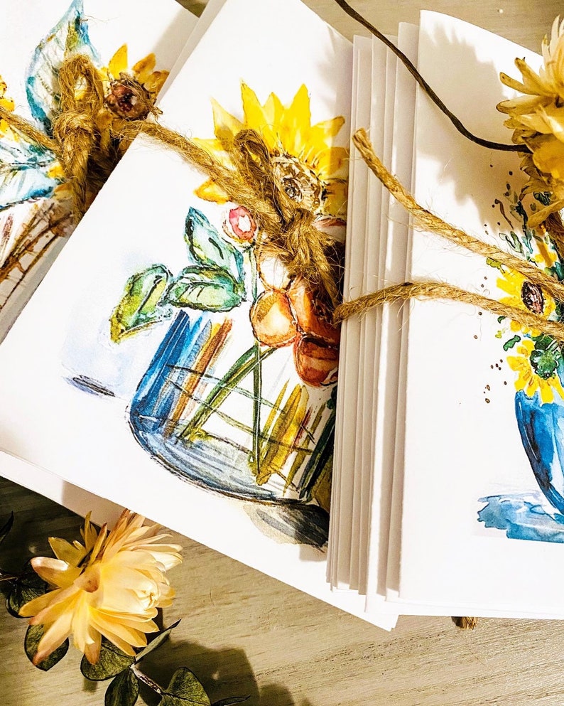 7 Watercolour Greeting Cards, Sunflower Cards, Dragonfly Card, Encouraging Cards, Floral Blank Cards, Assorted Art Cards, Watercolor Prints image 9