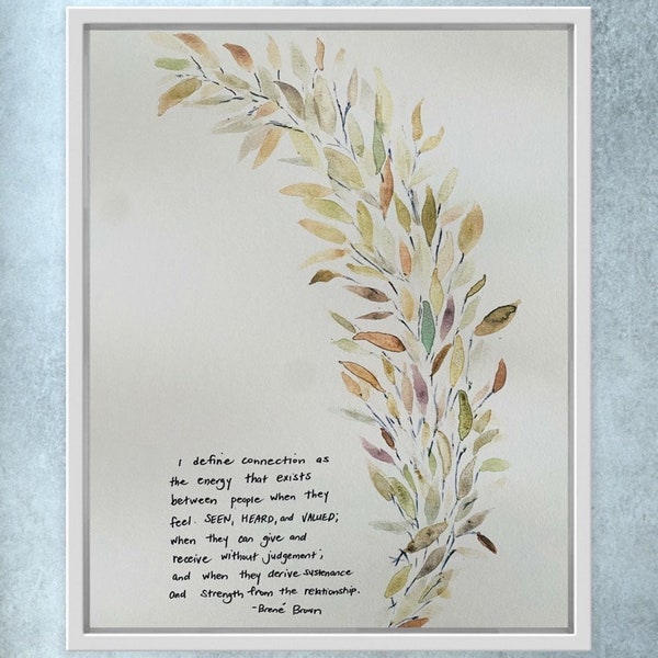 Define Connection Print, Watercolor Energy That Exists Between Two People Brene Brown Wall Art, Connection Brown Watercolour Quote, Boho Art