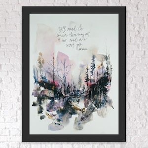 Nadal za rogiem, może czekać nowa droga lub brama sekty JRR Tolkien Print, akwarela Las Autor Cytat Napis Przygoda