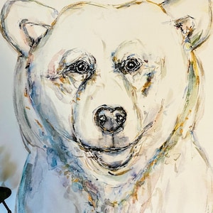 Watercolour Bear Prints, Polar Bear Print, Black Bear Painting, Bear Cub, Brown Bear, Series of Bear Painting Prints, Four Bear Prints image 6