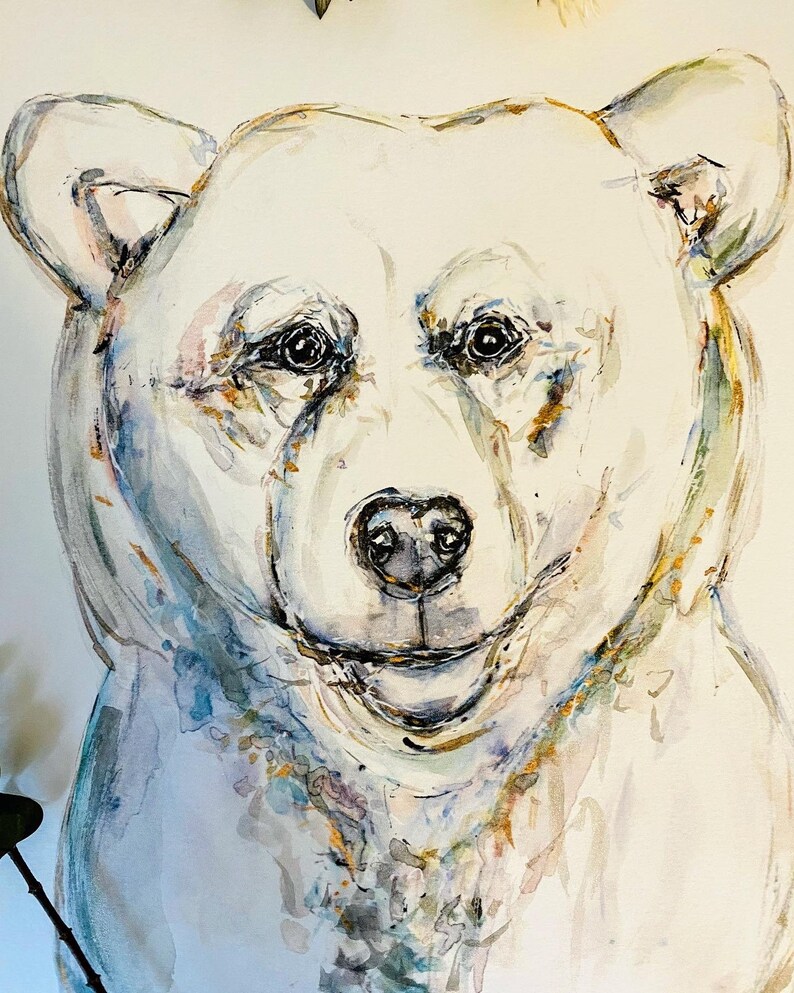 Watercolour Bear Prints, Polar Bear Print, Black Bear Painting, Bear Cub, Brown Bear, Series of Bear Painting Prints, Four Bear Prints image 6