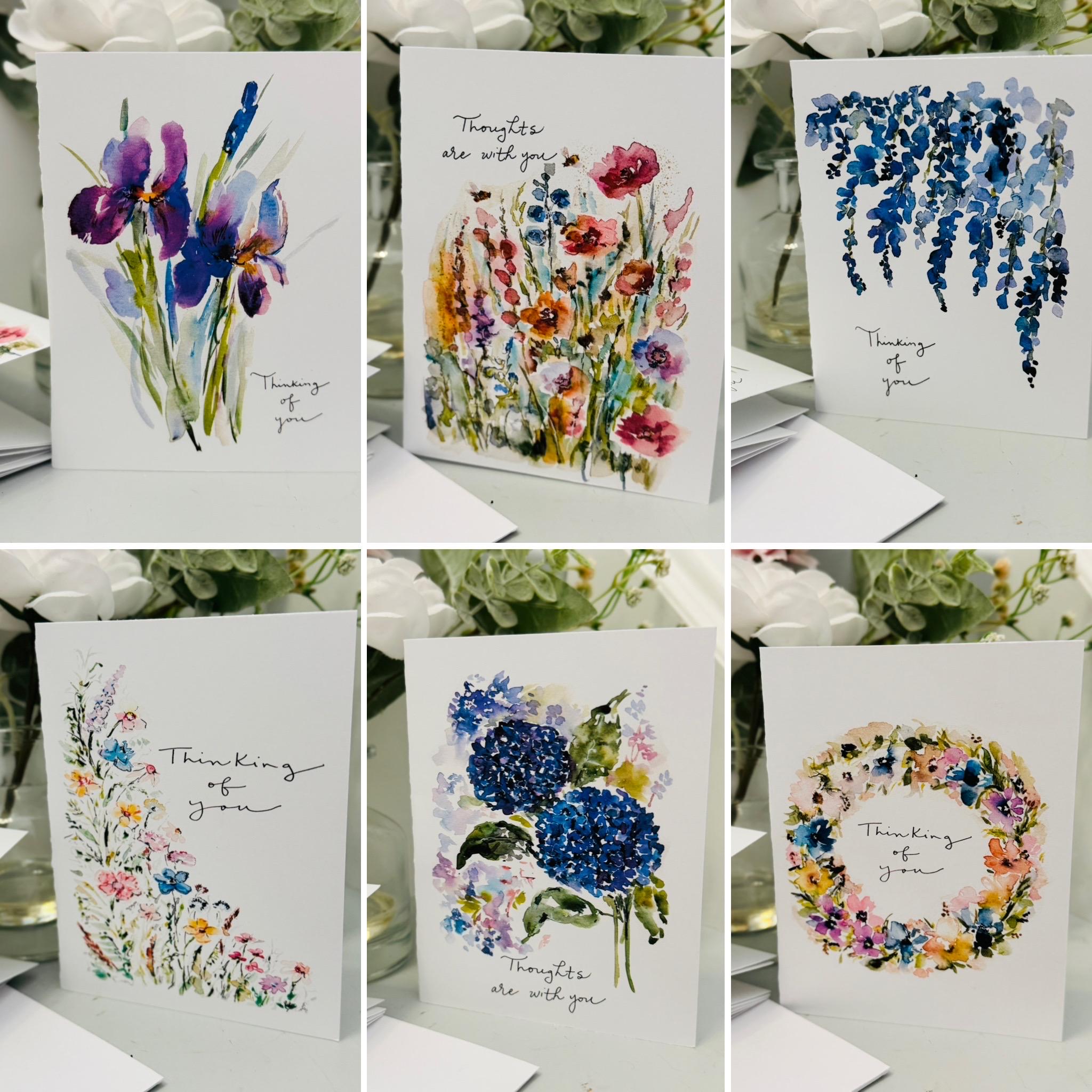 Thinking of You Bundle Floral Cards, Watercolor Floral Thoughts With ...