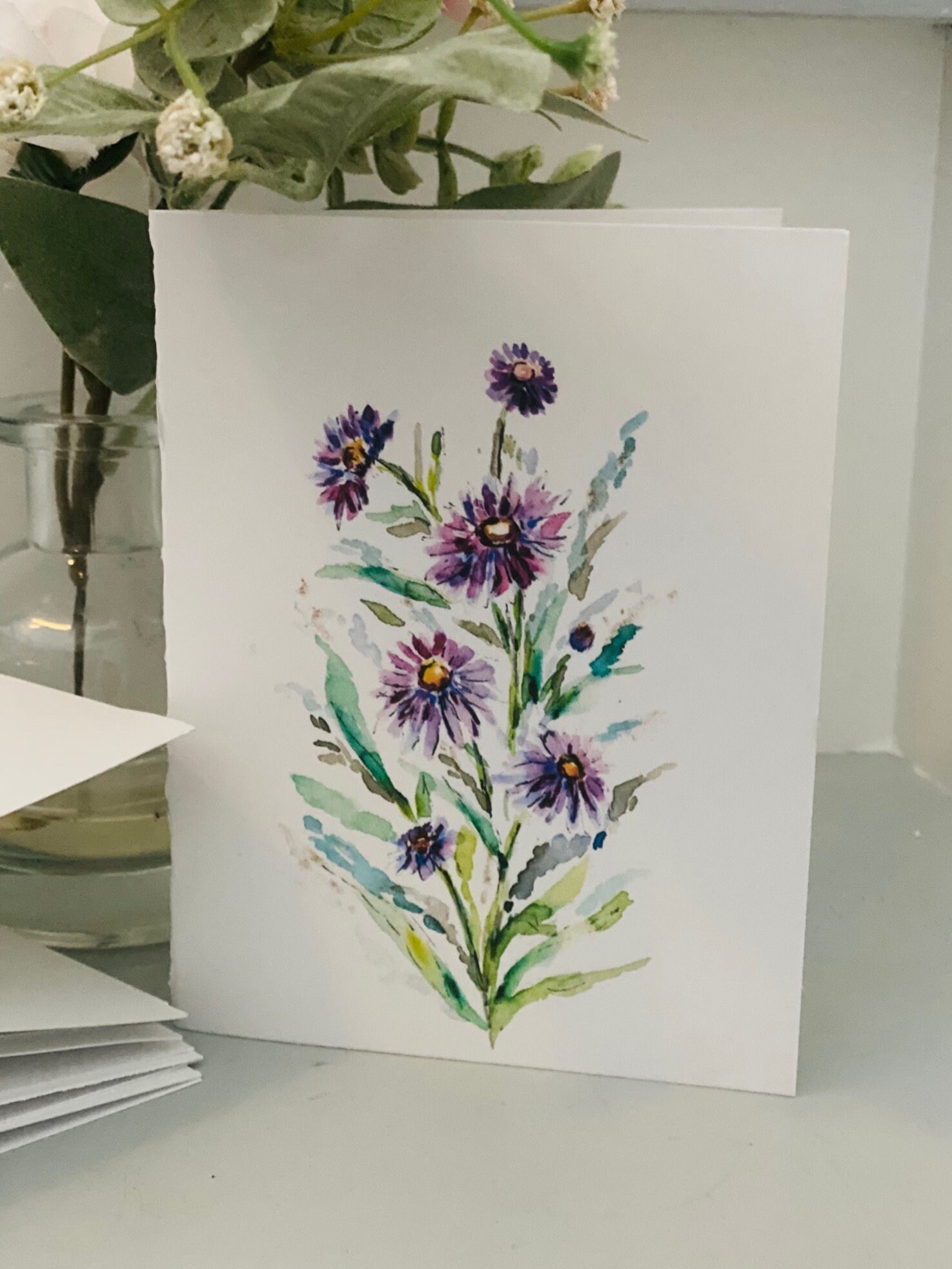 Blank Wildflower Watercolor Cards, Watercolour Floral Stemmed Cards ...