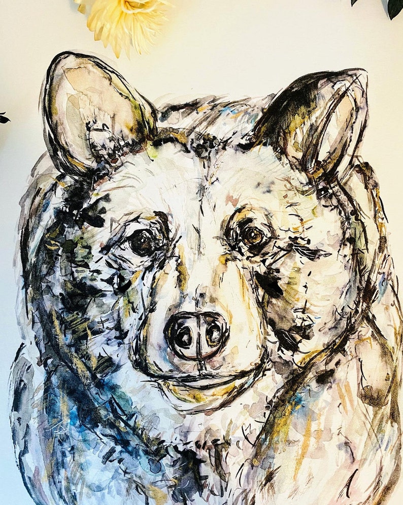 Watercolour Bear Prints, Polar Bear Print, Black Bear Painting, Bear Cub, Brown Bear, Series of Bear Painting Prints, Four Bear Prints image 5
