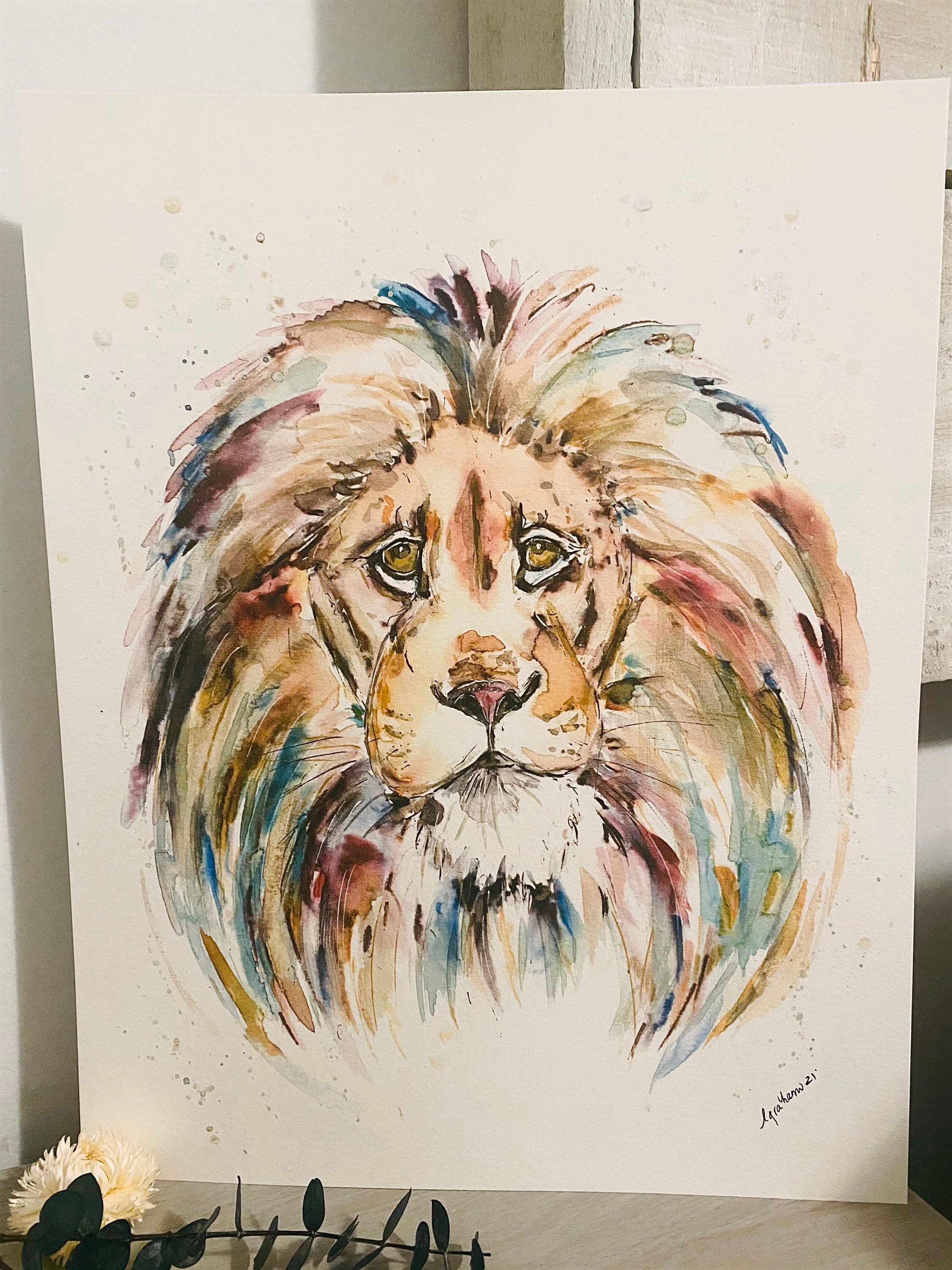 油絵。 額に入れられた印象の木アートキャンバスアート 48X36