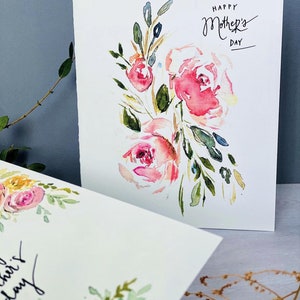 Folded Watercolour Mothers Day Cards, Pack of 6 Assorted Happy Mothers Day Greeting Note Cards, Floral Watercolour Mothers Day Art Cards image 8