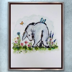 Eeyore Winnie The Pooh Print, Watercolor Eeyore Donkey Stuffed Animal Art, Story Book Classic Art, Vintage Story Print Kids