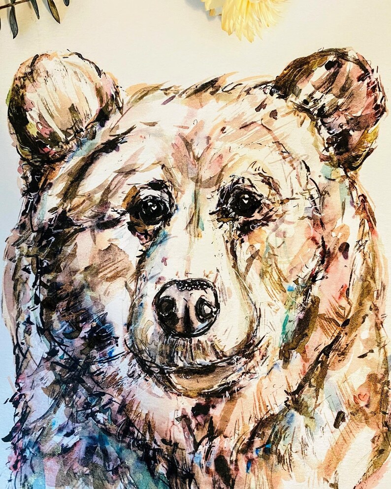 Watercolour Bear Prints, Polar Bear Print, Black Bear Painting, Bear Cub, Brown Bear, Series of Bear Painting Prints, Four Bear Prints image 4