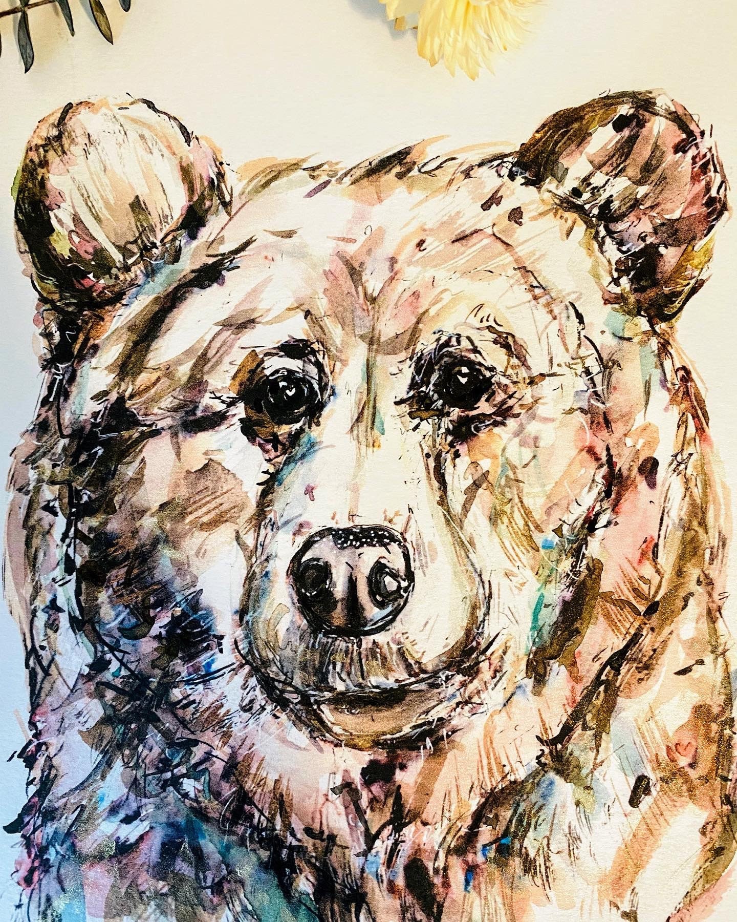 水彩クマの版画、ホッキョクグマの版画、ツキノワグマの絵画、子グマ