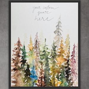 Your Own Custom Personalized Quote Print, Add Your Own Favourite Quote Watercolour Tree Illustration, Custom Quote Print