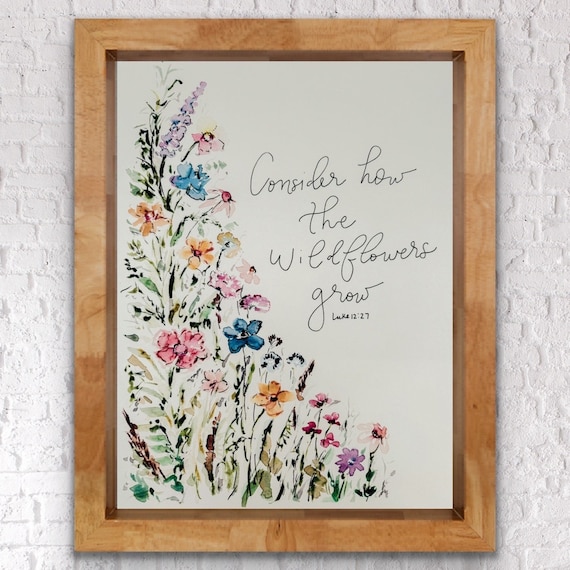 Consider How the Wildflowers Grow, Watercolour Wildflower Border
