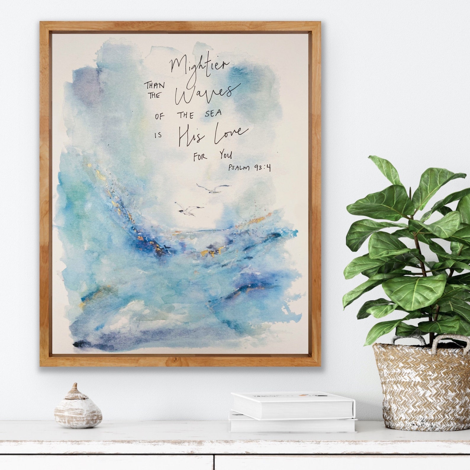 Scripture Watercolor Ice Mightier Than the Waves of the Sea is His Love for You Watercolor Waves ...