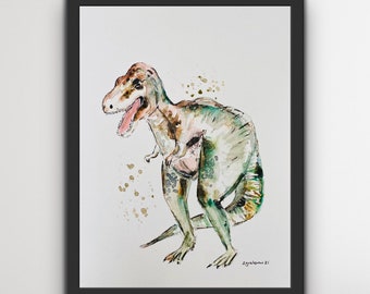 Watercolour Dinosaur Prints, Watercolour Trex, Triceratops Print, Brachiosaurus Print, Stegosaurus Print, Children’s Dinosaur Art