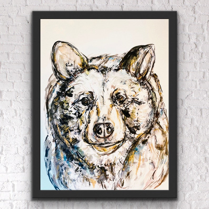 Watercolour Bear Prints, Polar Bear Print, Black Bear Painting, Bear Cub, Brown Bear, Series of Bear Painting Prints, Four Bear Prints image 9
