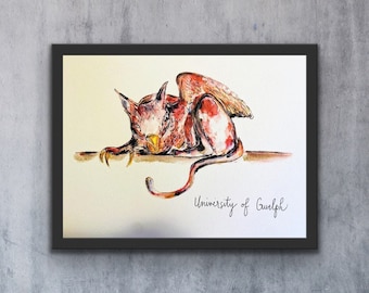 University of Guelph Gryphon Graduate Art Print, Class of Personalized Watercolour Gryphon Wall Art, U of G Alumni Gift