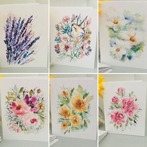 Paquet de 6 cartes de voeux florales aux couleurs vives, colibri, cartes vierges aux couleurs vives, cartes florales fixes pliées